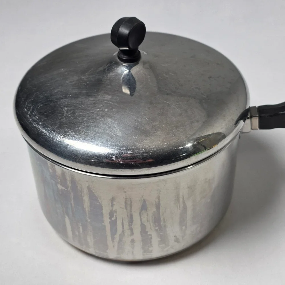 Farberware Saucepan Vintage 3qt Silver Aluminum Clad Stainless‎ Steel w/ Lid USA